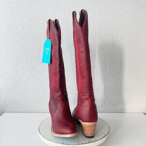 Lane JENTRY Knee High Womens Cowboy Boots 9.5 Red Leather Western Cowgirl Tall